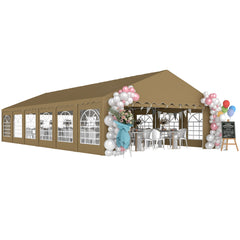 20' x 40' Party Tent, Outdoor Canopy Tent with Removable Sidewalls, 12 Windows for Parties, Wedding, Events, BBQ, Brown