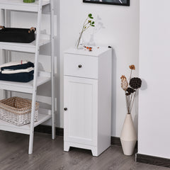 Short Bathroom Storage Cabinet, Cabinet Organizer with 1 Drawer and Adjustable Shelf for Living Room, White
