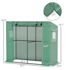 Walk-in Portable Greenhouse Small Greenhouse for Outdoors with UV-resistant PE Cover, 6.6' x 2.5' x 5.6' Green