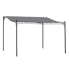 10' x 13' Outdoor Pergola Gazebo, Steel Patio Canopy with Weather-Resistant Fabric and Drainage Holes, Gray