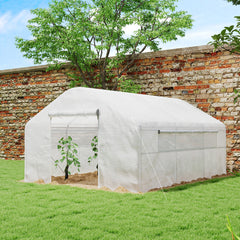 13' x 10' x 6.5' Tunnel Greenhouse Hoop House with Upgraded Galvanized Steel Frame and Large Windows, White