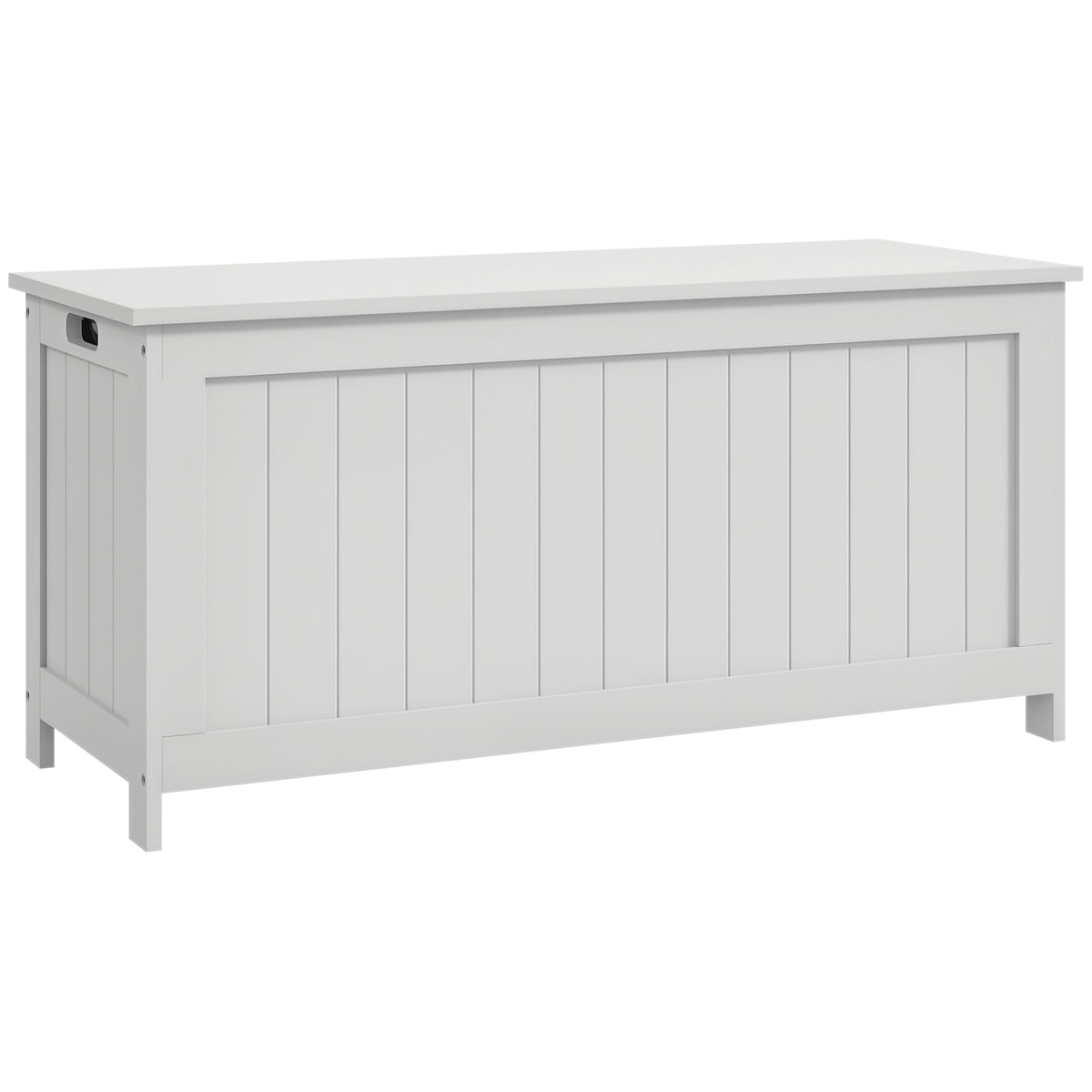 39.4" Storage Trunk w/ 2 Safety Hinges, Wooden Storage Bench w/ Side Handles, Storage Chest for Playroom, White