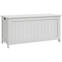 39.4" Storage Trunk w/ 2 Safety Hinges, Wooden Storage Bench w/ Side Handles, Storage Chest for Playroom, White