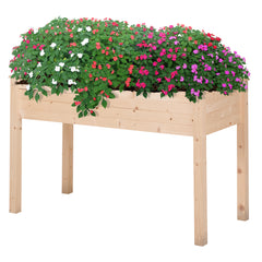Raised Garden Bed with Legs, 48" x 22" x 30", Elevated Wooden Planter Box, Self-Draining with Bed Liner for Vegetables, Herbs, and Flowers Backyard, Patio, Balcony Use, Natural