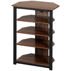 Media Stand with 4-Tier Audio Rack AV Media Corner Shelf with Cable Management for DVD Players Game Console TV Box Cable Box Xbox WiFi Router, Brown