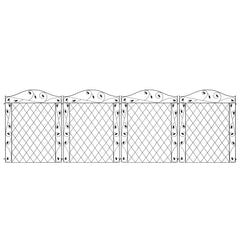 Garden Fence, 4 Pack Steel Fence Panels, 11.5' L x 43" H, Rust-Resistant Decorative Border Flower Edging for Yard, Landscape, Patio, Outdoor Decor, Wavey Vines