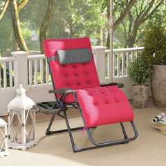 Padded Zero Gravity Chair, Folding Recliner Chair with Cup Holder Cushion, Red
