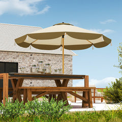 9FT Patio Umbrella, UPF 50+ Outdoor Market Umbrella with 8 Ribs, Vented Outdoor Table Umbrella for Deck, Backyard and Lawn, Cream White