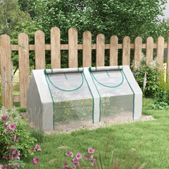 6' x 3' x 3' Portable Greenhouse, Garden Hot House with Two PE/PVC Covers and 2 Roll Up Windows, Clear