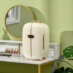 Portable Skincare Fridge with LED Display, 12L Mini Fridge for Beauty, Makeup and Cosmetics, Small Refrigerator Cooler for Bedroom, Home Office, Desktop, White