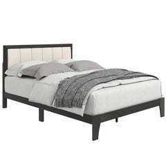 Full Bed Frame with Headboard Full Size Platform Bed Frame with Wooden Slats No Box Spring Needed Charcoal Gray