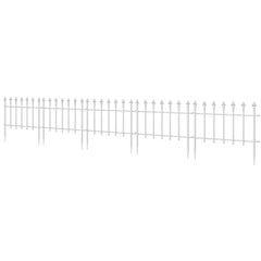 Metal Decorative Garden Fence, 9.2' x 17.25" 5 Steel Panels, Decorative Border for Landscape, Flower Bed, Animals, White