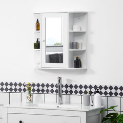 Bathroom Medicine Cabinet with Mirror, Bathroom Mirror Cabinet, Wall Mount Mirror Medicine Cabinet with Multiple Storage Shelves, White