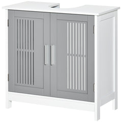 Under Sink Pedestal Storage Bathroom Cabinet, Grey White