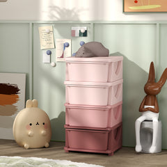 30" 4 Tier Kids Storage Unit Dresser Tower w/ 4 Drawers, Pink