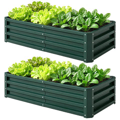 Galvanized Raised Garden Bed, 4' x 2' x 1' Metal Planter Box, for Growing Vegetables, Flowers, Herbs, Succulents, Green