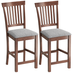 Counter Height Bar Stools with Padded Seat, High Back Kitchen Chairs Set of 2 for Dining Room, Gray and Dark Brown