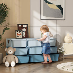 29.5" 3 Tier Kids Storage Unit Dresser Tower w/ 9 Drawers, Blue