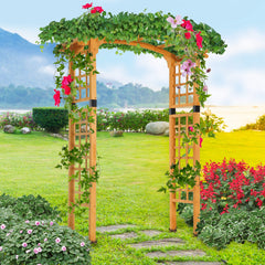 7.5' Fir Wood Round Outdoor Garden Pergola Style Arbor Arch Trellis