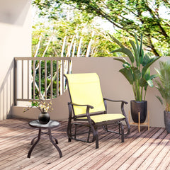Outdoor Glider Chair, Gliders for Outside Patio with Steel Frame and Mesh Fabric for Backyard, Garden, and Porch, Beige