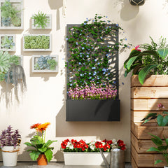 Metal Garden Bed with Trellis for Climbing Plants, Freestanding or Wall Mounted Flower Bed for Garden, Patio, Balcony
