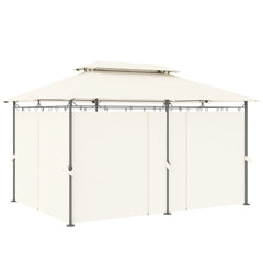 10' x 13' Double Roof Patio Gazebo, Outdoor Gazebo with Curtains, for Garden, Lawn, Backyard and Deck, Cream White