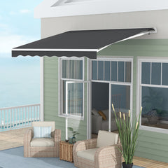 10' x 8' Electric Retractable Awning, Sun Shade Shelter，Remote Controller and Crank Handle for Deck, Balcony, Yard,