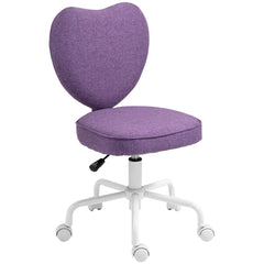 Heart Love Shaped Back Design Office Chair with Adjustable Height, Purple