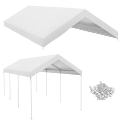 20' x 10' Carport Replacement Canopy for Model 84C-207WT or 84C-386V00WT with Ball Bungee Cords, White (Only Cover)