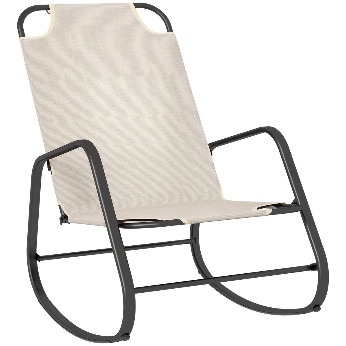 Garden Rocking Chair, Outdoor Indoor Sling Fabric Rocker for Patio, Balcony, Porch, Light Brown