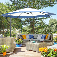 10FT Cantilever Umbrella, Offset Patio Umbrella with Crank and Cross Base for Deck, Backyard, Pool and Garden, Hanging Umbrellas, Navy Blue