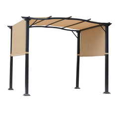 8' x 10' Retractable Pergola Canopy Steel Frame Polyester Fabric Gazebo with Top Cover, Retractable Canopy Shade Awning