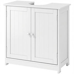 Pedestal Sink Storage Cabinet, Bathroom Sink Cabinet with U-Shape Cut-Out and Adjustable Shelf, White