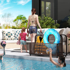 Pool Float Storage, Pool Caddy, with Wheels, 43.25" L x 22.5" W x 28" H, Dark Gray