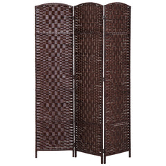 Room Divider 3 Panel, 6FT Tall Folding Privacy Screen, Freestanding Hand-Woven Partition for Room Separation with 360° Hinges, Paper Rope Diamond Weave, Brown