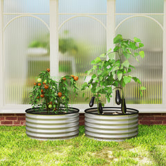 Set of 2 Raised Garden Bed, Metal Planter Box with Safety Edging, Easy-to-assemble Stock Tank 3'x3'x1.4' Silver