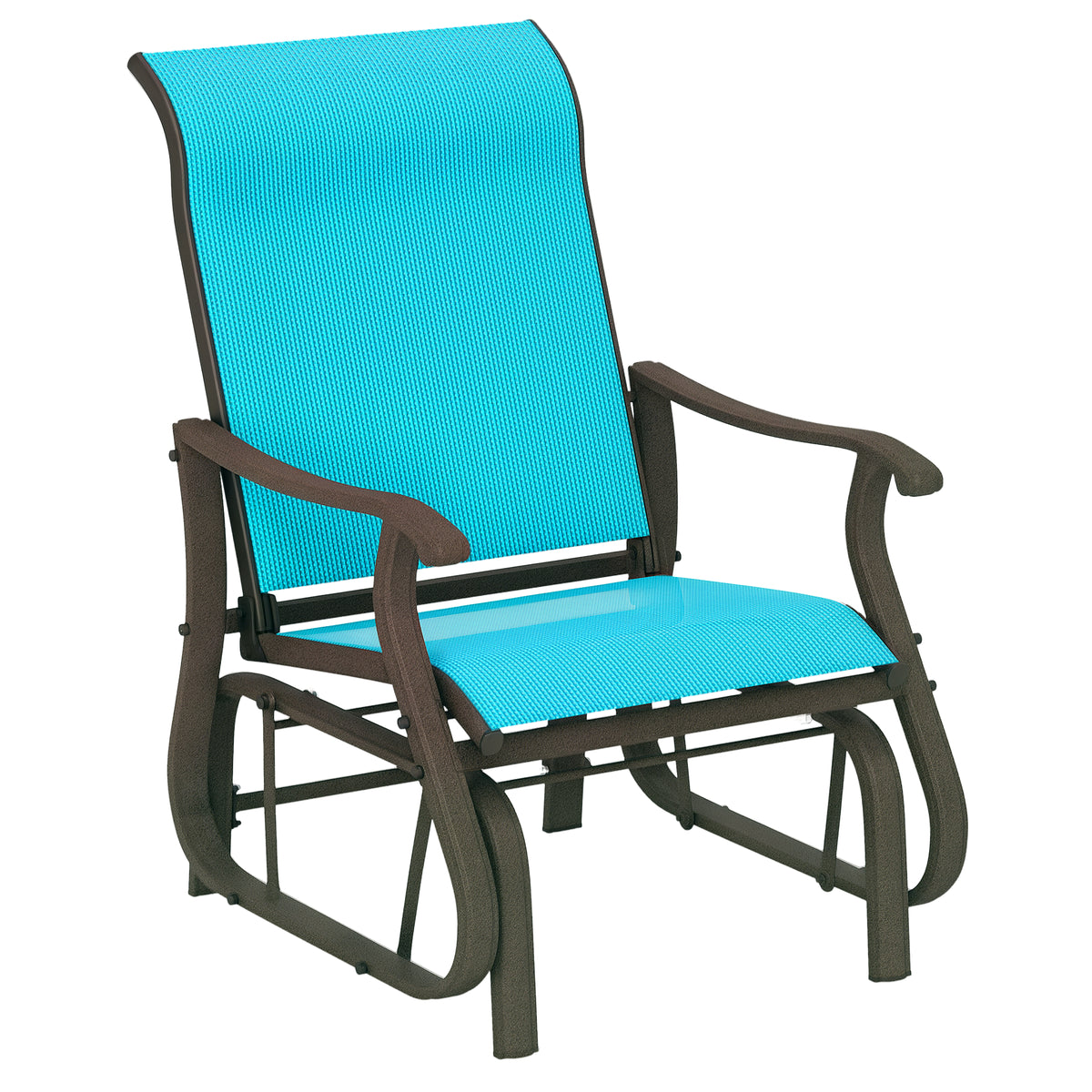 Outdoor Glider Chair Patio Glider Swing Chair with Mesh Seat, Steel Frame for Backyard, Garden, Porch, Blue