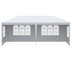 Large 20' x 10' Gazebo Canopy Party Tent with 4 Removable Window Side Walls, Outdoor Events - White