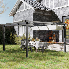 13' x 13' Aluminum Retractable Pergola Canopy, Outdoor Pergola for Garden, Patio, Backyard, Deck, White