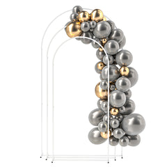 Metal Arch Backdrop Stand Set of 3, 7/6.5/6 ft Wedding Arch Frame, Balloon Backdrop Arch Stand Set for Birthday Party, Bridal Shower, Graduation, Ceremony, Banquet Decorations, White