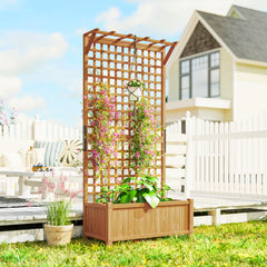Wood Planter with Trellis for Vine Climbing, Raised Garden Bed, Privacy Screen for Backyard, Patio, Yellow