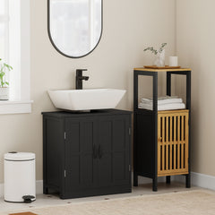 Bathroom Sink Cabinet, Pedestal Sink Cabinet with Adjustable Shelf, Black
