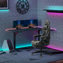 Racing Gaming Chair Diamond PU Leather Office Gamer Chair High Back Swivel Recliner with Footrest, Lumbar Support, Adjustable Height, Brown