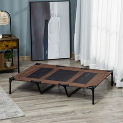 XL Elevated Dog Bed, Outdoor Raised Dog Bed, Portable Pet Cot w/Carry Bag Metal Frame Breathable Mesh Indoor and Outdoor Tan