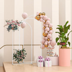 Metal Arch Backdrop Stand Set of 3, 7/6.5/6 ft Wedding Arch Frame, Balloon Backdrop Arch Stand Set for Birthday Party, Bridal Shower, Graduation, Ceremony, Banquet Decorations, White