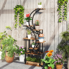 Plant Stand Indoor, 8 Tier 62" S-Shaped Plant Shelf, Corner Plant Rack for Multiple Plants, Carbonised Finish