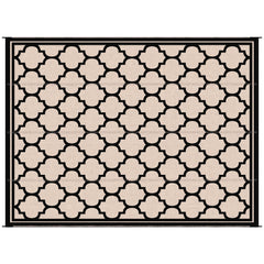 9' x 12' Reversible Outdoor RV Rug, Plastic Straw Rug for Camping, Deck, Beach, Black, Beige