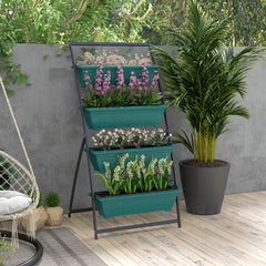 4-Tier Vertical Raised Garden Planter with 4 Boxes, Outdoor Plant Stand Grow Container for Vegetable & Flowers, Green