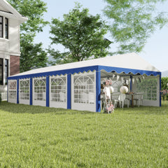 16.5' x 33' Large Party Tent, Heavy Duty Outdoor Canopy Tent with Removable Sidewalls, 10 Windows, Blue