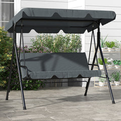 3-Seat Outdoor Patio Swing Chair w/ Cushion, Steel Frame Stand, Adjustable Tilt Canopy for Patio, Garden, Gray